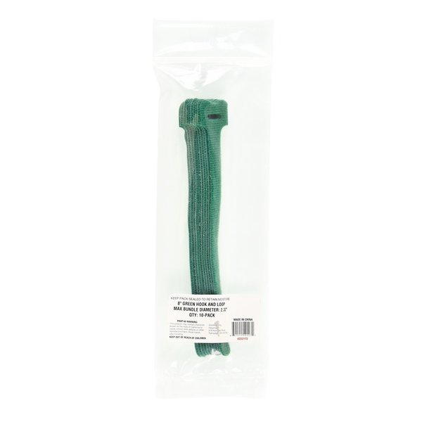 South Main Hardware 8-in  Hook and Loop -lb, Green, 10 Speciality Tie 222172